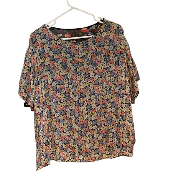 Reversable Floral Black Blouse Flowy Oversized fit  , Boho Western Cadual Chic - Picture 6 of 9